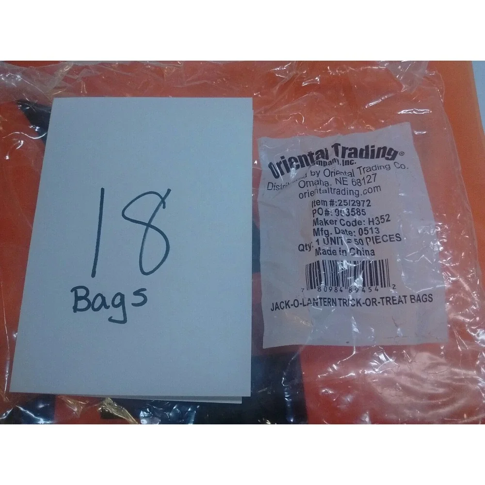 Halloween Bags Trick or Treat/Party Jack O Lantern Face 18 Bags 12.5 x 17 in